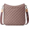 Mz Wallace Box Diamond Quilted Nylon Crossbody Bag In Mauve