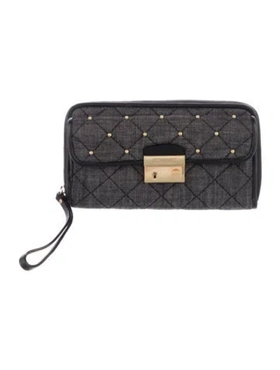 Pre-owned Mz Wallace Canvas Wristlet In Black