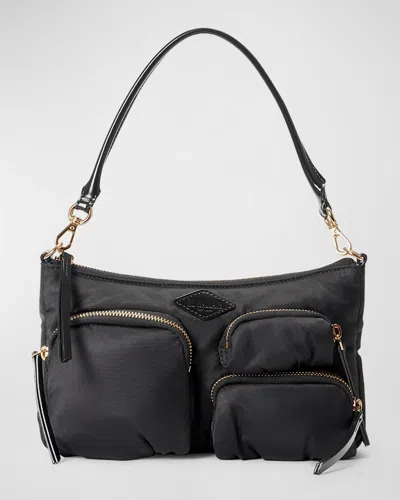 Mz Wallace Chelsea Petite Nylon Shoulder Bag In Black