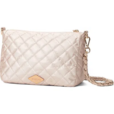 Mz Wallace Crosby Ella Quilted Nylon Crossbody Bag In Pale Rose Gold Metallic
