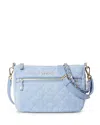 Mz Wallace Crosby Quilted Denim Crossbody Bag In Light Denim/silver
