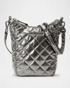 Mz Wallace Crosby Go Metallic Quilted Crossbody Bag In Pewter