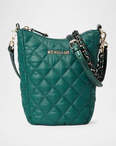 Mz Wallace Crosby Go Quilted Nylon Crossbody Bag In Dark Green