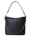 Mz Wallace Crosby Quilted Hobo Shoulder Bag In Black/gunmetal