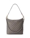 Mz Wallace Crosby Quilted Nylon Hobo Bag In Magnet/gold