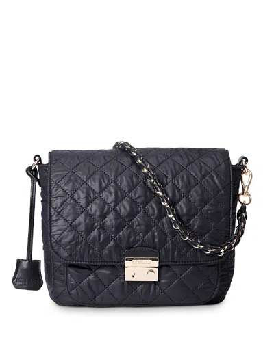 Mz Wallace Medium Crosby Lock Quilted Nylon Crossbody Bag In Black