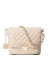 Mz Wallace Medium Crosby Lock Quilted Nylon Crossbody Bag In Buff/gold