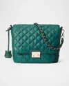 Mz Wallace Crosby Lock Medium Quilted Nylon Crossbody Bag In Dark Green