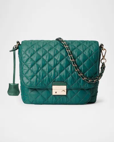 Mz Wallace Crosby Lock Medium Quilted Nylon Crossbody Bag In Emerald