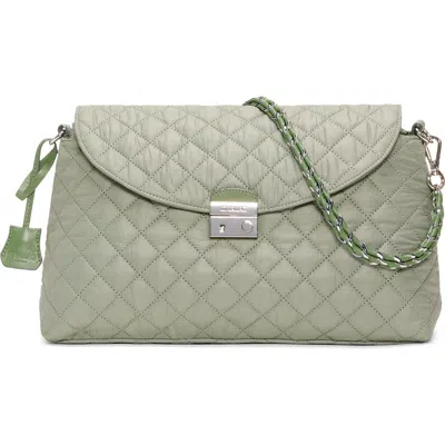 Mz Wallace Crosby Lock Quilted Nylon Shoulder Bag In Green