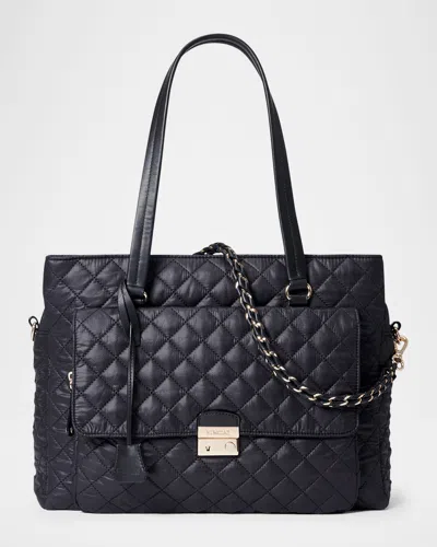 Mz Wallace Crosby Lock Quilted Nylon Tote Bag In Black