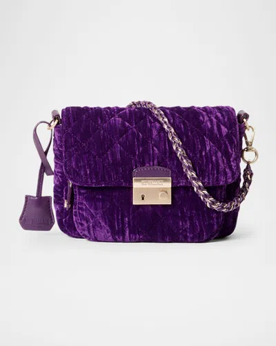 Mz Wallace Crosby Lock Small Quilted Velvet Crossbody Bag
