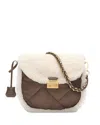 Mz Wallace Crosby Lock Small Shearling Trim Crossbody Bag In Brown