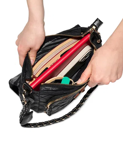 Mz Wallace Crosby Medium Lock Crossbody In Black
