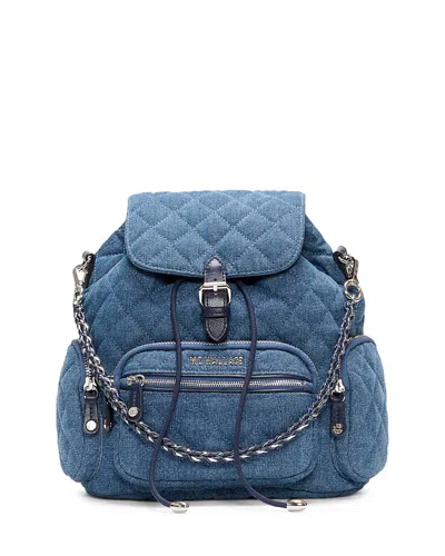 Mz Wallace Crosby Mini Quilted Denim Backpack In Blue