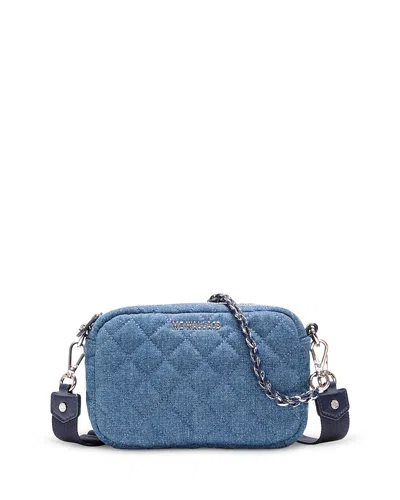Mz Wallace Crosby Mini Quilted Denim Crossbody Bag In Blue