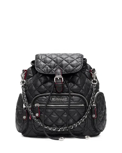 Mz Wallace Crosby Mini Quilted Nylon Backpack In Black