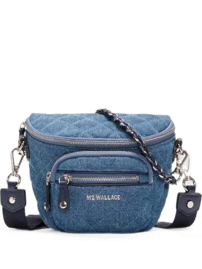 Mz Wallace Crosby Quilted Denim Shoulder Bag In Blue