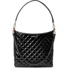 Mz Wallace Crosby Quilted Patent Leather Hobo Bag In Black Lacquer