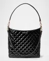 Mz Wallace Crosby Quilted Patent Leather Hobo Bag In Black