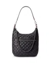 Mz Wallace Crosby Sienna Quilted Nylon Shoulder Bag In Black/silver