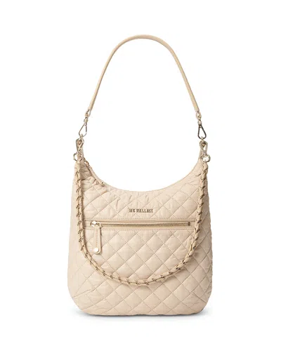 Mz Wallace Crosby Sienna Hobo Bag In Buff/light Gold