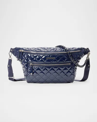 Mz Wallace Crosby Sling Patent Leather Belt Bag In Navy