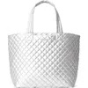 Mz Wallace Deluxe Large Metro Tote In Matte Silver