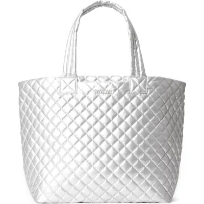 Mz Wallace Deluxe Large Metro Tote In Matte Silver