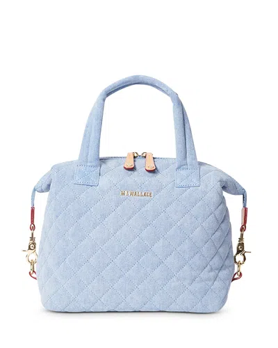 Mz Wallace Small Sutton Deluxe Bag In Light Denim/silver