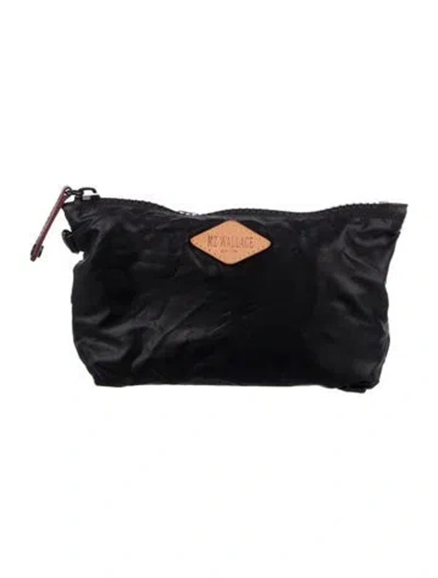 Pre-owned Mz Wallace Embroidered Cosmetic Bag In Black
