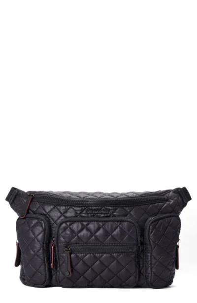 Mz Wallace Extralarge Metro Quilted Nylon Sling Bag In Black/matte Black