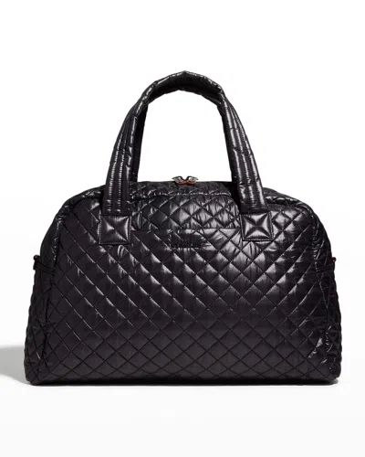 Mz Wallace Jim Travel Quilted Nylon Duffel Bag In Black