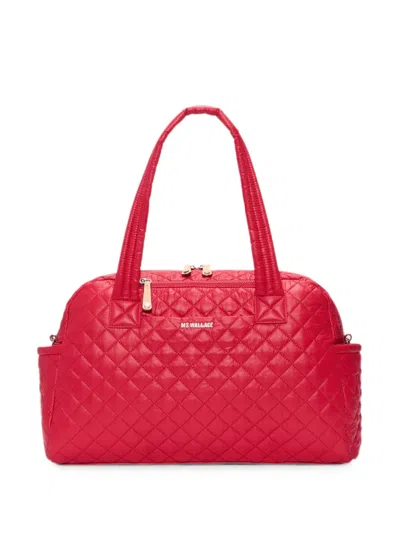 Mz Wallace Jimmy Deluxe Quilted Duffel Bag In Red