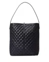 Mz Wallace Large Astor Quilted Nylon Hobo Bag In Black/black