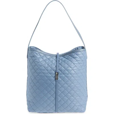 Mz Wallace Large Astor Quilted Nylon Hobo Bag In Stone Blue