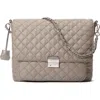 Mz Wallace Large Crosby Lock Quilted Nylon Crossbody Bag In Gray
