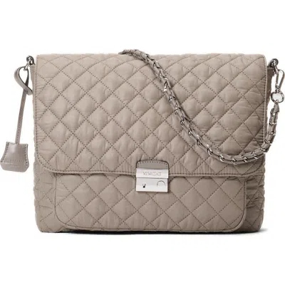 Mz Wallace Large Crosby Lock Quilted Nylon Crossbody Bag In Gray