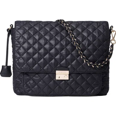 Mz Wallace Large Crosby Lock Quilted Nylon Crossbody Bag In Black