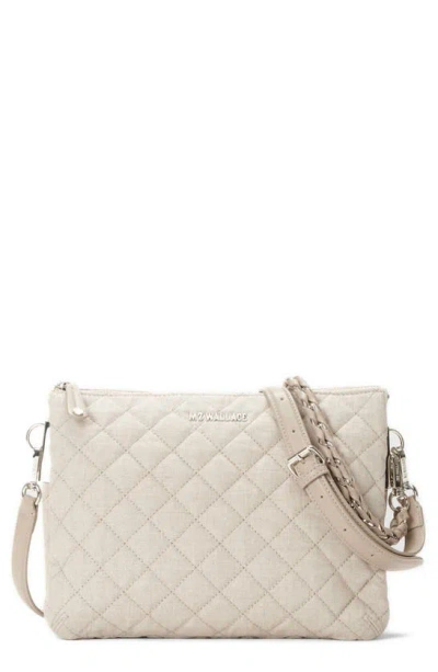 Mz Wallace Large Crosby Pippa Quilted Linen Crossbody Bag In True Linen