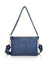 Mz Wallace Large Crosby Pippa Denim Satchel In True Denim/light Gold