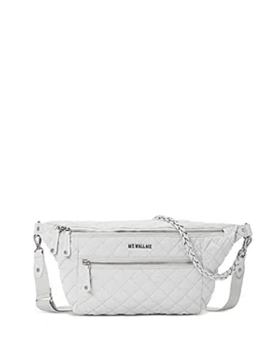 Mz Wallace Crosby Quilted Nylon Convertible Sling Bag In Pebble Liquid/silver