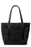 Mz Wallace Large Empire Deluxe Quilted Nylon Tote In Black Liquid