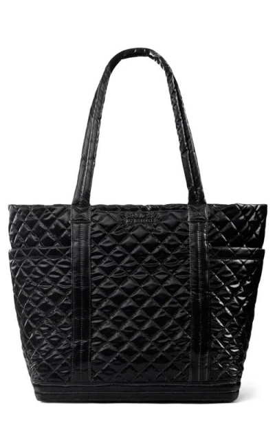 Mz Wallace Large Empire Deluxe Quilted Nylon Tote In Black Liquid