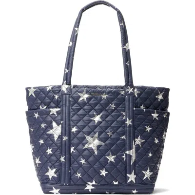Mz Wallace Large Empire Diamond Quilted Nylon Tote In Dawn Stars/silver
