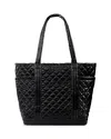 Mz Wallace Large Empire Deluxe Quilted Nylon Tote In Black Liquid/black