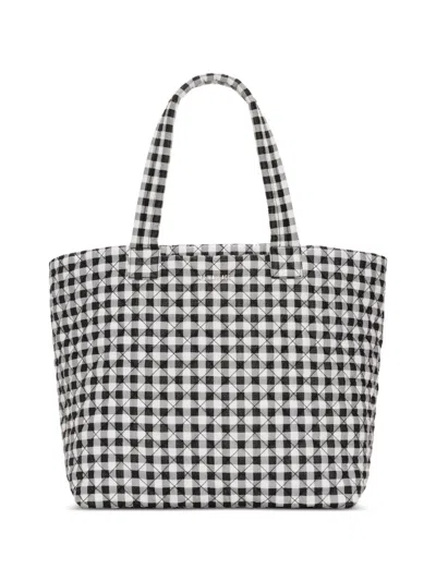 Mz Wallace Large Metro Deluxe Gingham Quilted Tote Bag In Black