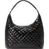 Mz Wallace Large Metro Deluxe Quilted Nylon Shoulder Bag In Black Lacquer