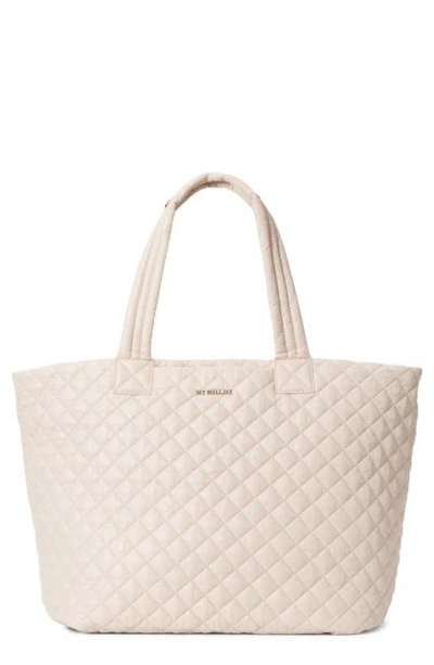 Mz Wallace Large Metro Deluxe Quilted Nylon Tote In Mushroom/silver