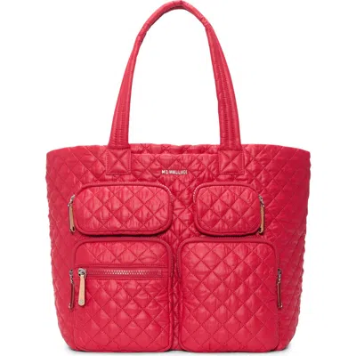 Mz Wallace Large Metro Quilted Nylon Tote In Red